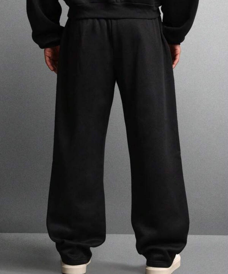 فلاينوف بنطال رياضي رجالي أسود سادة عالي الكثافة محبوك بقصة مريحة مع رباط - Image 3